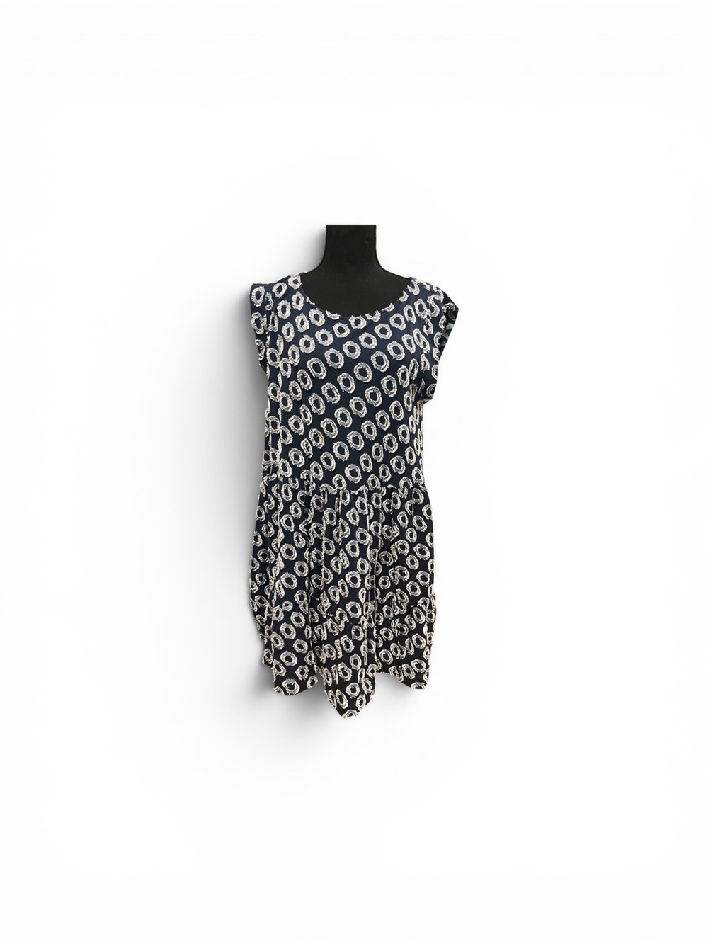 Maeve anthro  Navy and White Printed Cap-Sleeve Mini Dress